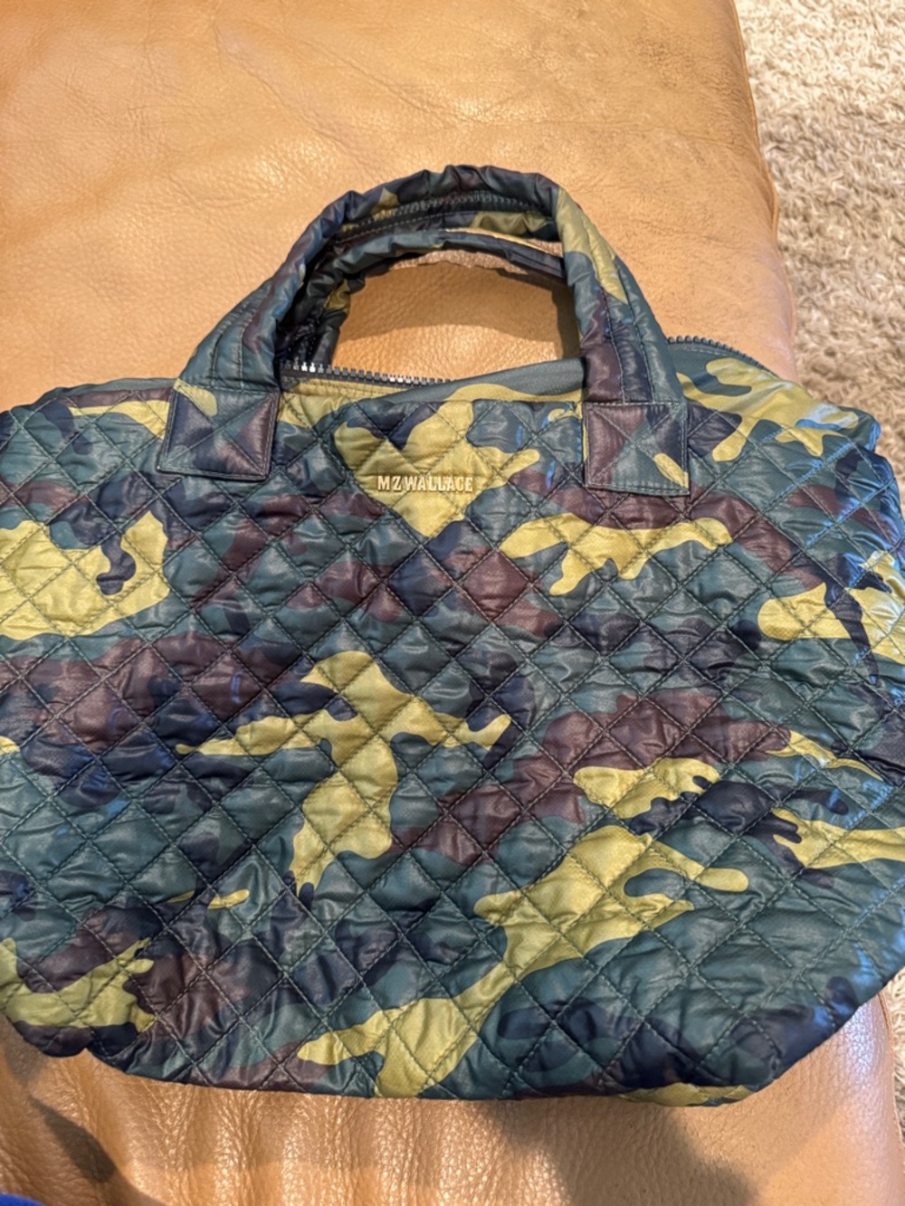 MZ Wallace Quilted Camo Tote in Green, Olive and Black